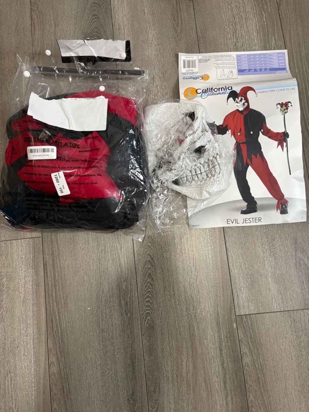California Costumes Red and Black Evil Jester Costume with Skull Mask